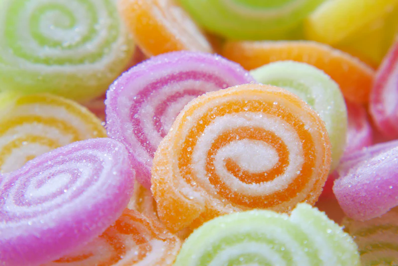 A pile of colourful sugar-coated sweets